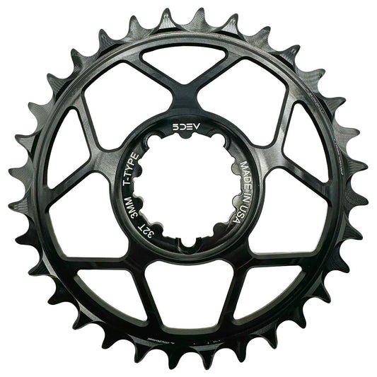 5Dev T-Type 3-Bolt Chainring 3mm Offset 32T Black-Goodwynn's