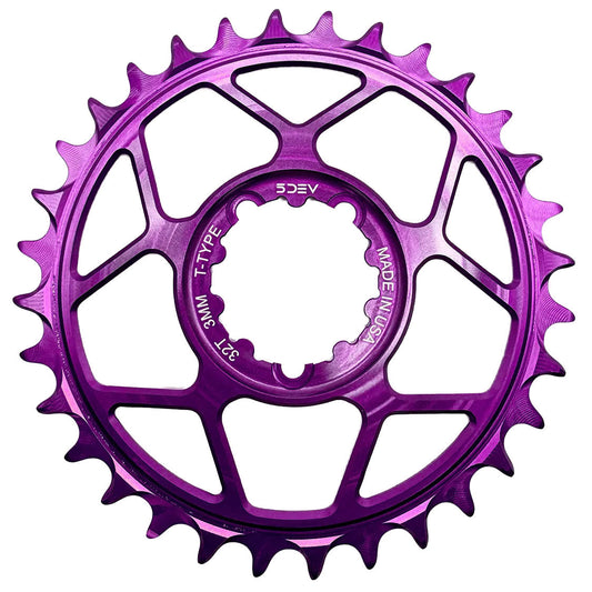 5Dev T-Type 3-Bolt Chainring 3mm Offset 30T Purple-Goodwynn's