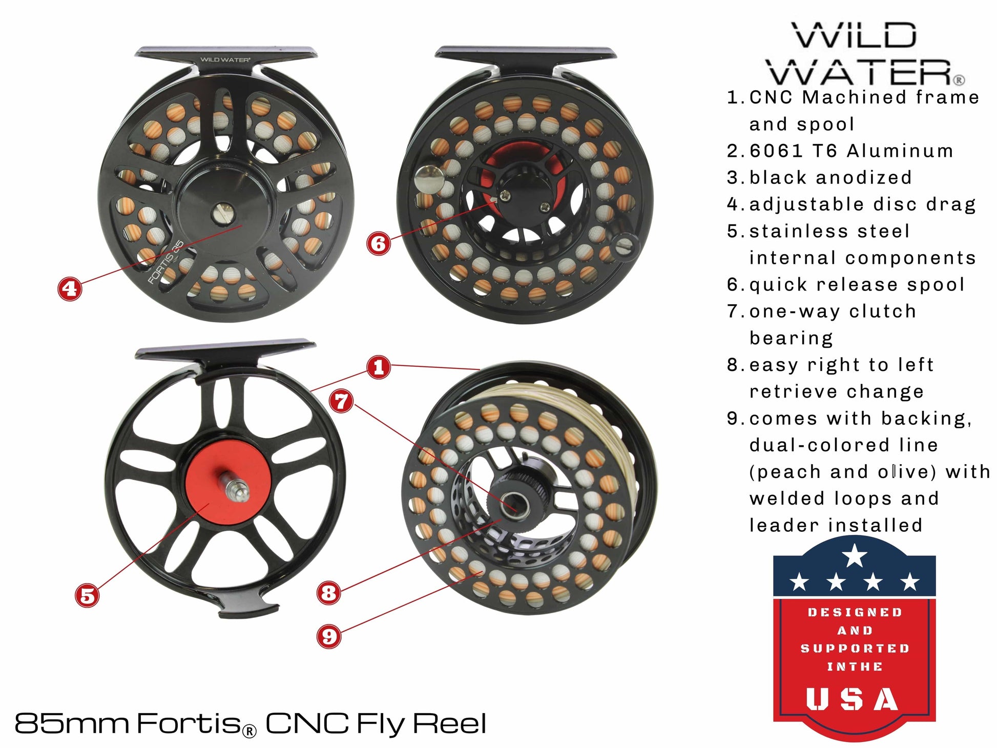 Wild Water CNC Fly Reel Fly Fishing Combo, 9 ft 5/6 wt-Goodwynn&#39;sGoodwynn&#39;s