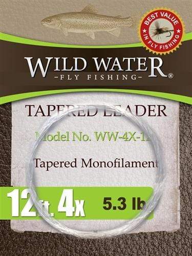 Wild Water Fly Fishing 12' Tapered Monofilament Leader 4X, 6 Pack-Goodwynn's