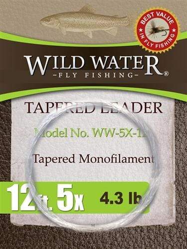 Wild Water Fly Fishing 12' Tapered Monofilament Leader 5X, 6 Pack-Goodwynn&#39;sGoodwynn&#39;s