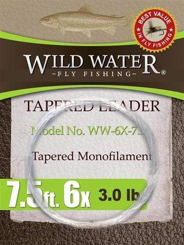 Wild Water Fly Fishing 7 1/2' Tapered Monofilament Leader 6X, 6 Pack-Goodwynn&#39;sGoodwynn&#39;s