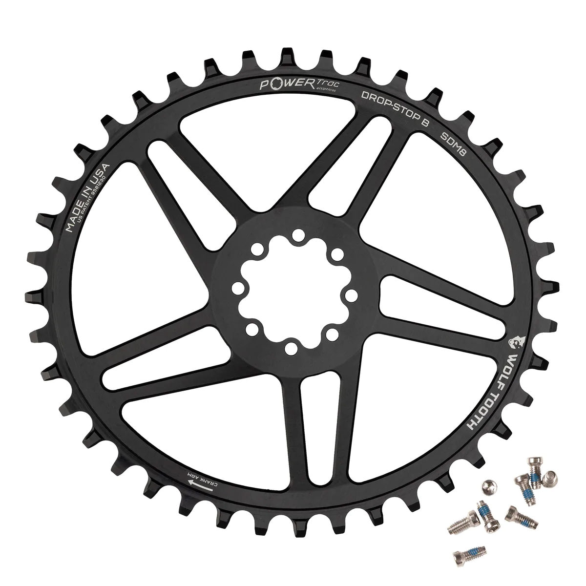 Wolf Tooth Elliptical Direct Mount Chainring - 40t SRAM Direct Mount Drop-Stop B For SRAM 8-Bolt Cranksets 6mm Offset BLK-Goodwynn&#39;sGoodwynn&#39;s