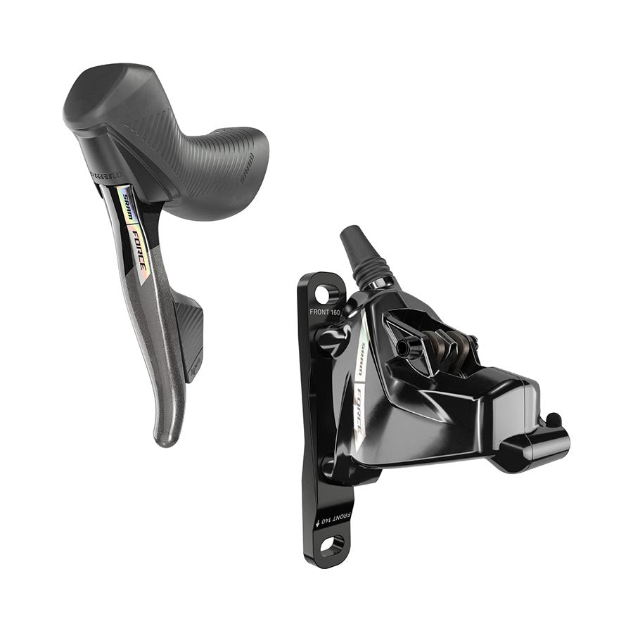 SRAM Force AXS HRD eTap Shift/Brake Lever Hydraulic Disc Brake Caliper - Left/Front Flat Mount 20mm Offset Iridescent Gray/Blk D2-Goodwynn&#39;sGoodwynn&#39;s