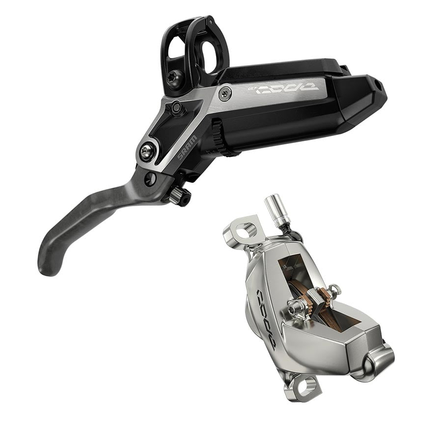 SRAM Code Ultimate Stealth Disc Brake Lever - Rear Post Mount 4-Piston Carbon Lever Titanium Hardware BLK/Silver C1