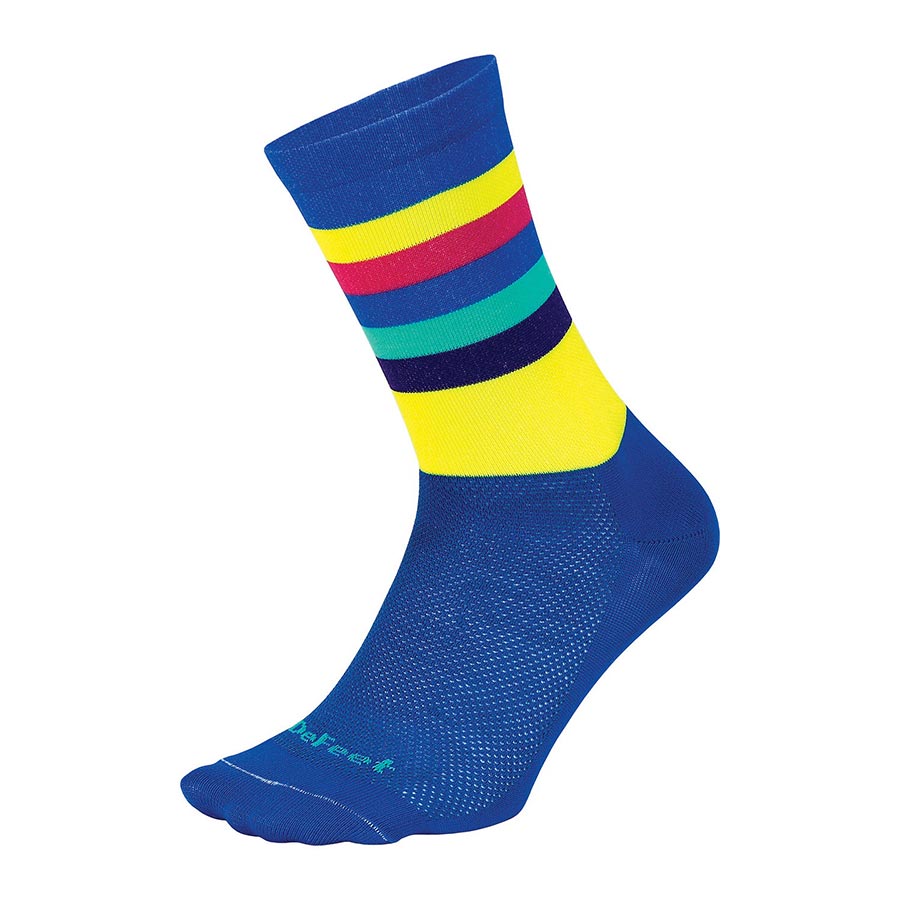 DeFeet Aireator 6" Socks Maverick Blue/Neon Yellow XL Pair-Goodwynn&#39;sGoodwynn&#39;s