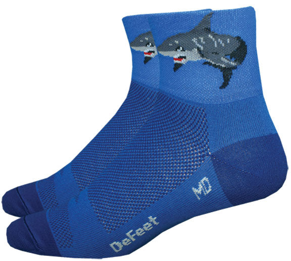 DeFeet Aireator 3" Shark Attack! Socks 9.5-11.5 Blue-Goodwynn&#39;sGoodwynn&#39;s