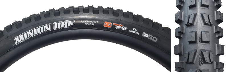 Maxxis Minion DHF Tire - 29 x 2.50 Tubeless Folding BLK 3CG DH Wide Trail E-50