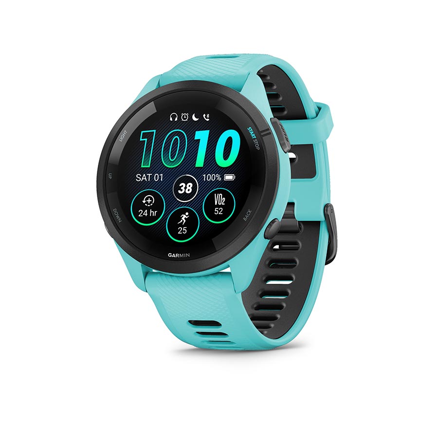 Garmin Forerunner 265 Music Watch Watch Color: Aqua Wristband: Aqua/Black - Silicone-Goodwynn&#39;sGoodwynn&#39;s