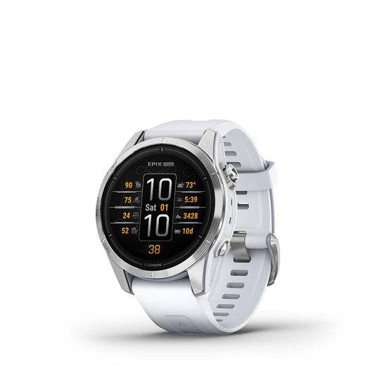 Garmin Epix Pro Std. Edition 42mm Watch Watch Color: Silver Wristband: White - Silicone-Goodwynn's