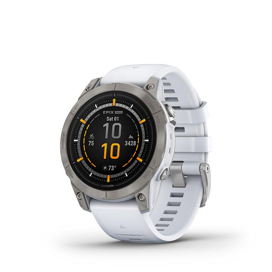 Garmin Epix Pro Sapphire Edition 47mm Watch Watch Color: Titanium Wristband: White - Silicone-Goodwynn's