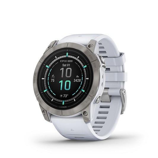 Garmin Epix Pro Sapphire Edition 51mm Watch Watch Color: Titanium Wristband: White - Silicone-Goodwynn's