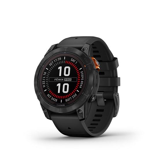 Garmin fenix 7 Pro Solar Glass Watch Watch Color: Slate Grey Wristband: Black - Silicone-Goodwynn's