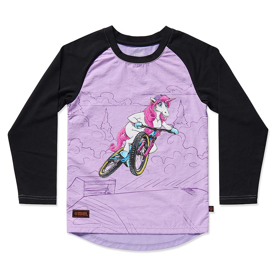 Kids Ride Shotgun Windproof Kids MTB Jersey Unicorn YS Black & Pink-Goodwynn&#39;sGoodwynn&#39;s