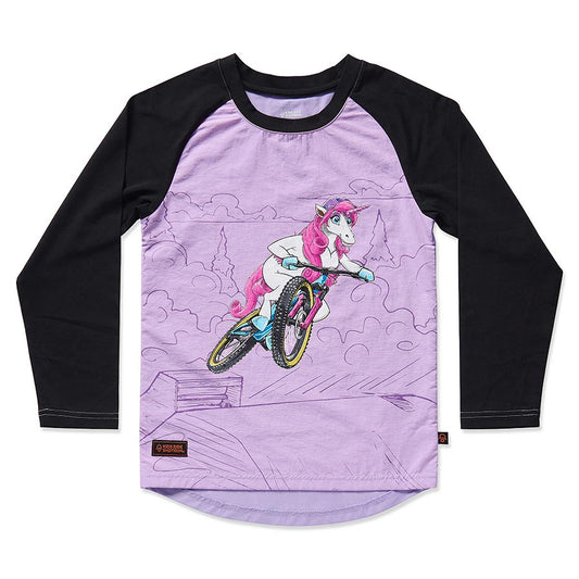 Kids Ride Shotgun Windproof Kids MTB Jersey Unicorn YS Black & Pink-Goodwynn's