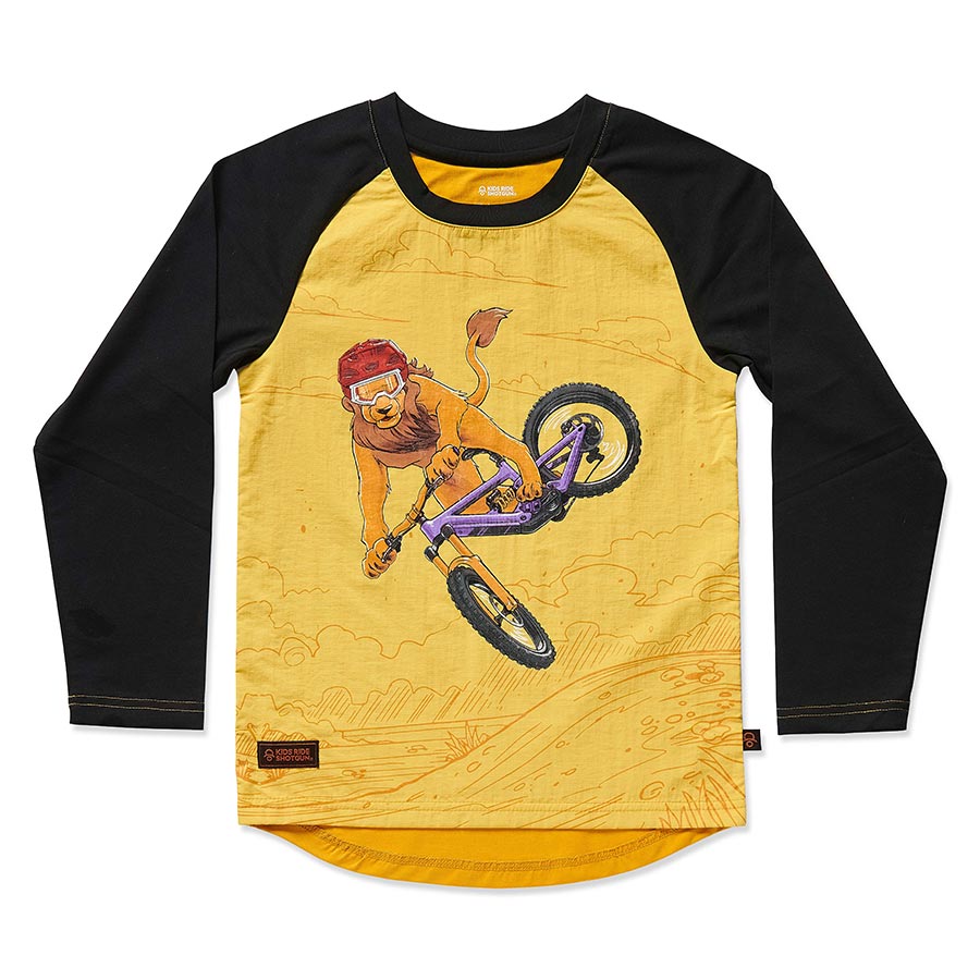 Kids Ride Shotgun Windproof Kids MTB Jersey Lion YS Black & Yellow-Goodwynn&#39;sGoodwynn&#39;s