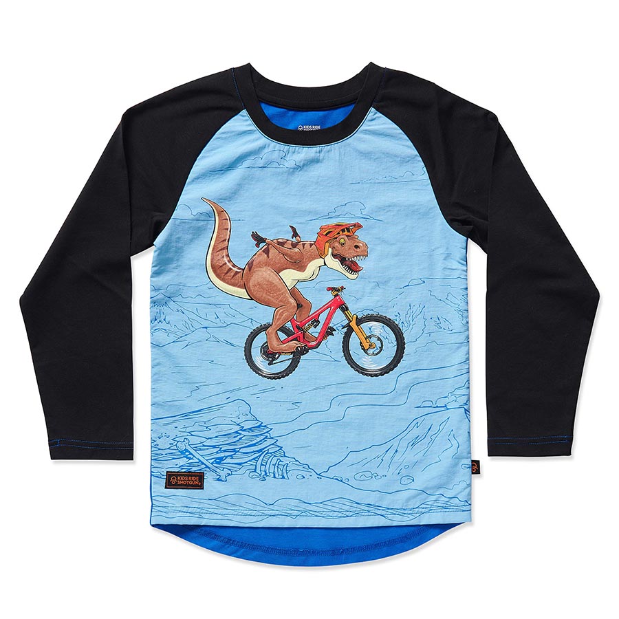 Kids Ride Shotgun Windproof Kids MTB Jersey Dino YS Blue & Black-Goodwynn&#39;sGoodwynn&#39;s