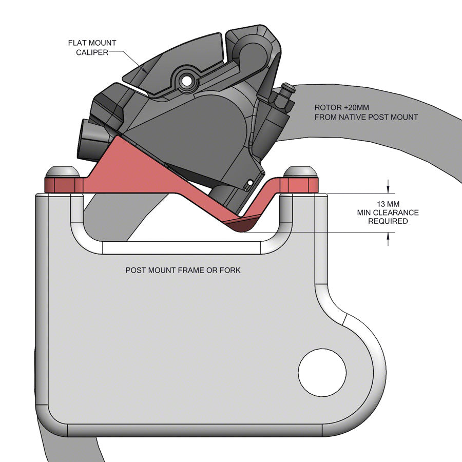 Wolf Tooth Disc Brake Adapter - Post to Flat Mount +20mm