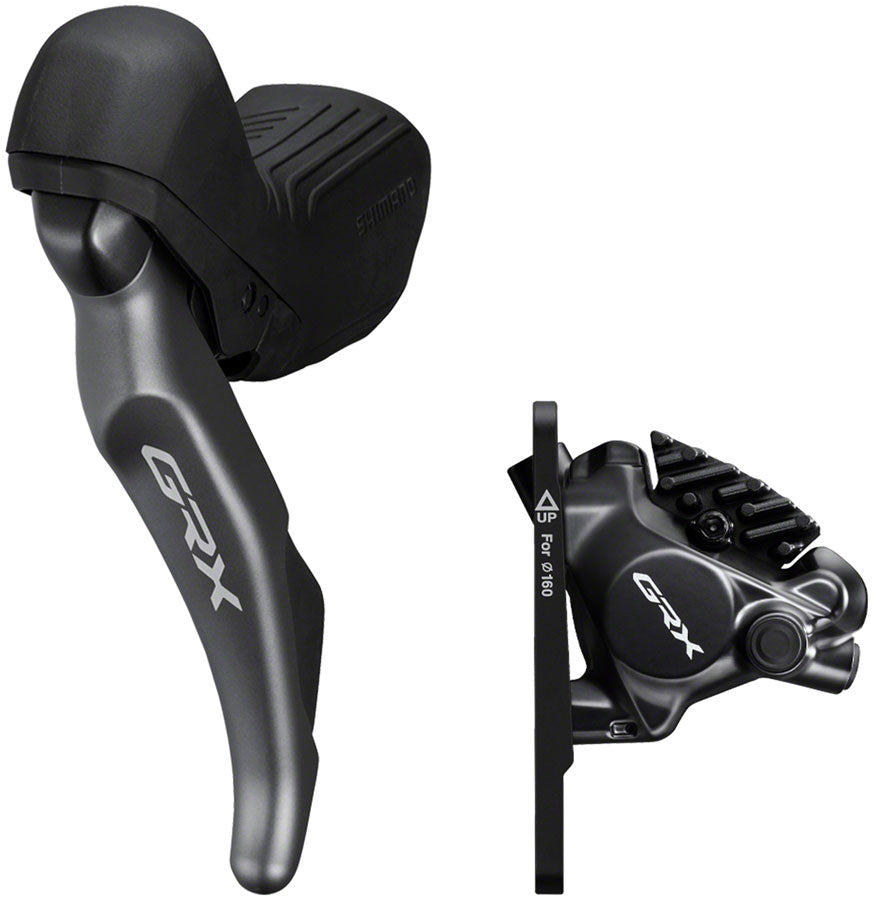 Shimano GRX ST-RX820 Shift/Brake Lever BR-RX820 Hydraulic Disc Brake Caliper - Left/Front 2x Flat Mount Caliper BLK