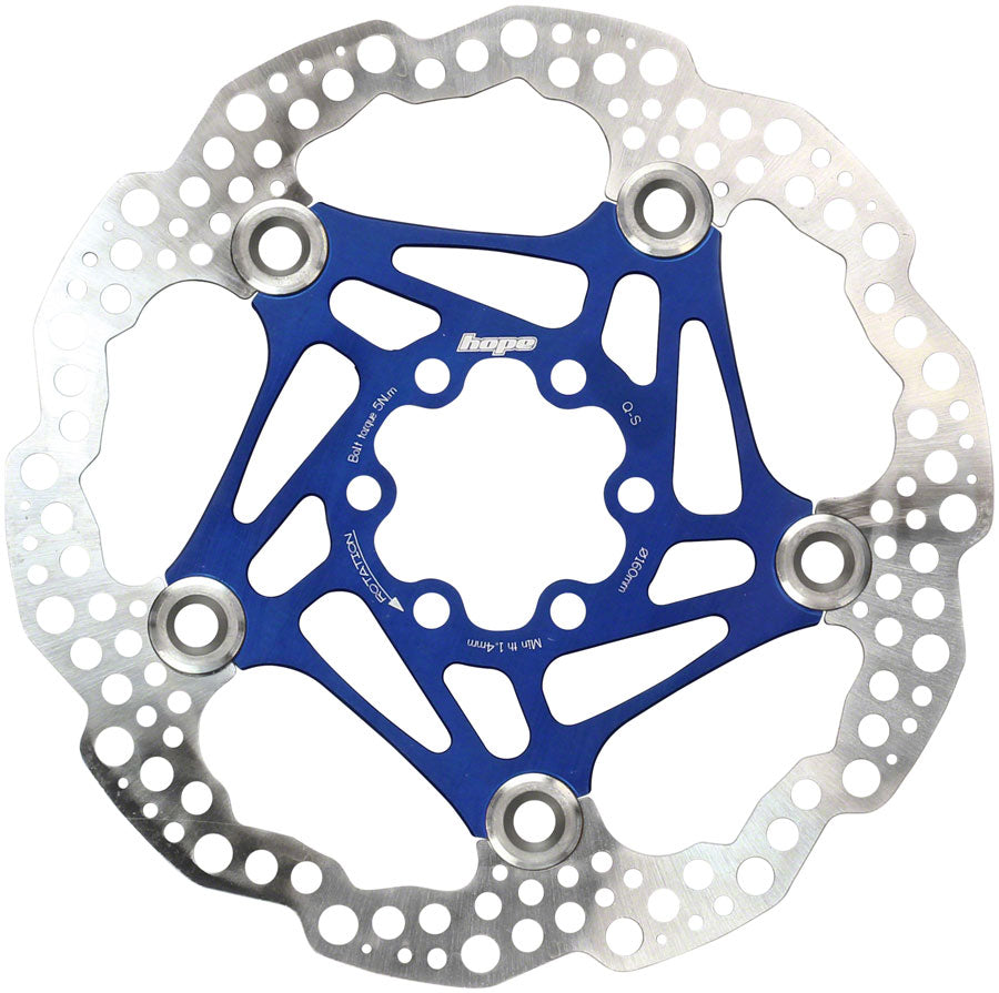 Hope Floating Disc Brake Rotor - 160mm 6-Bolt Blue