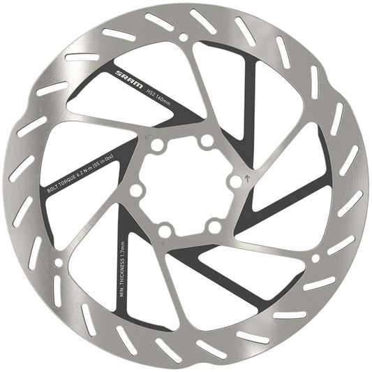 SRAM HS2 Disc Brake Rotor - 160mm 6-Bolt Rounded Silver/Black-Goodwynn's