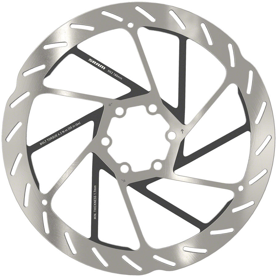 SRAM HS2 Disc Brake Rotor - 180mm 6-Bolt Rounded Silver/Black-Goodwynn&#39;sGoodwynn&#39;s