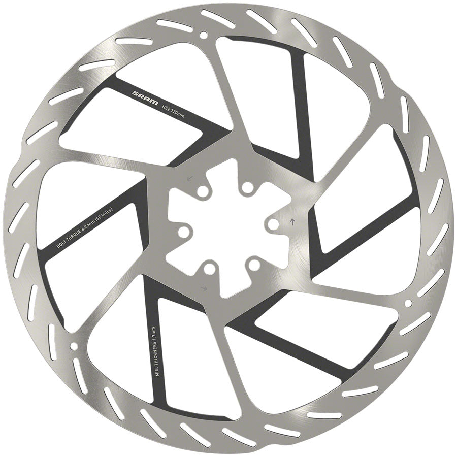 SRAM HS2 Disc Brake Rotor - 220mm 6-Bolt Rounded Silver/Black-Goodwynn&#39;sGoodwynn&#39;s