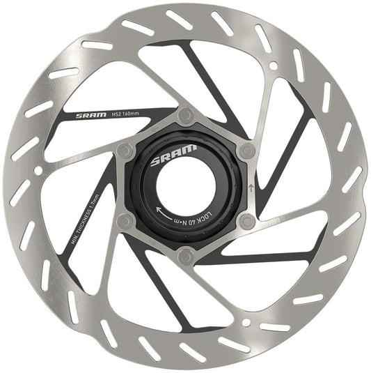 SRAM HS2 Disc Brake Rotor - 160mm Center Lock Rounded Silver/Black-Goodwynn's