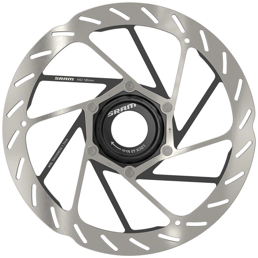 SRAM HS2 Disc Brake Rotor - 180mm Center Lock Rounded Silver/Black