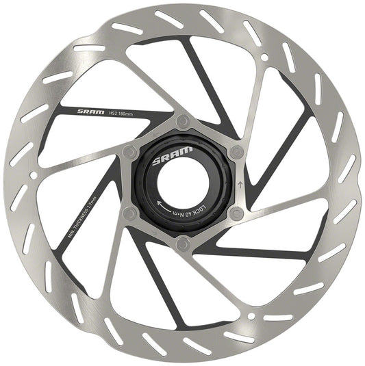 SRAM HS2 Disc Brake Rotor - 180mm Center Lock Rounded Silver/Black-Goodwynn's