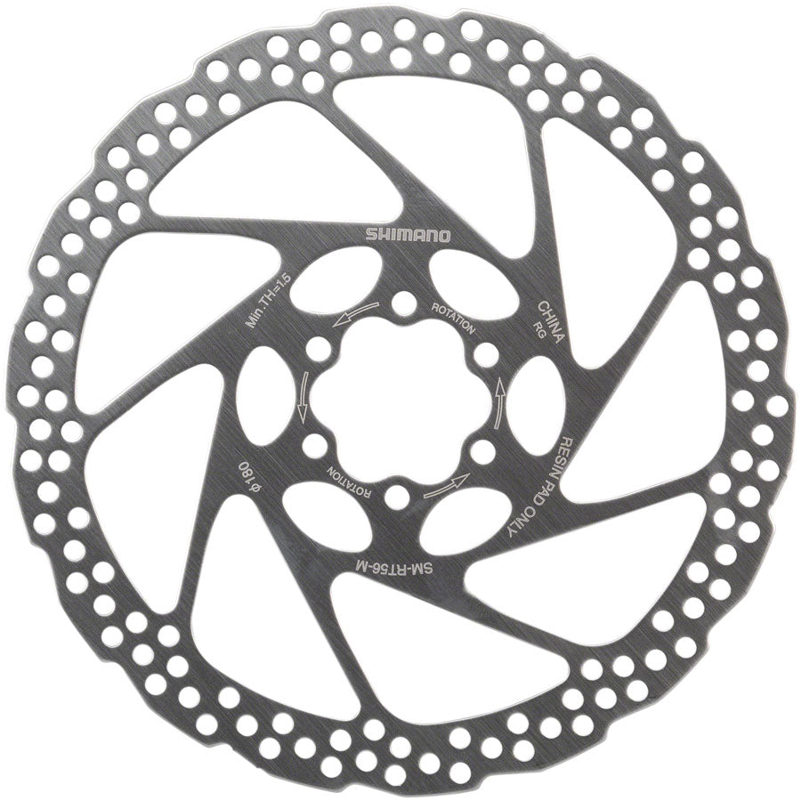 Shimano Deore SM-RT56-M Disc Brake Rotor - 180mm 6-Bolt For Resin Pads Only Silver-Goodwynn&#39;sGoodwynn&#39;s