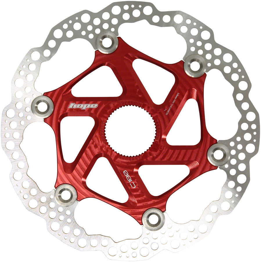 Hope MTB Floating Centre-Lock Disc Brake Rotor - 180mm Center-Lock Red