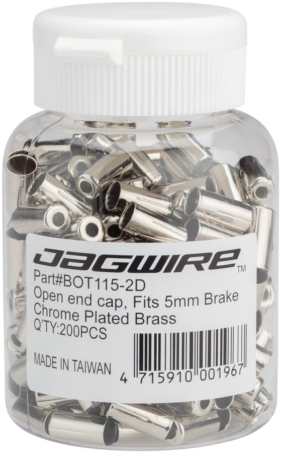 Jagwire 5mm Open Pre-Crimped End Caps Bottle of 200 Chome Plated