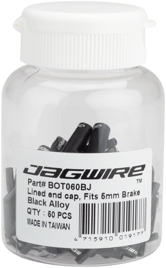 Jagwire 5mm Lined Alloy End Caps Bottle of 50 Black-Goodwynn&#39;sGoodwynn&#39;s