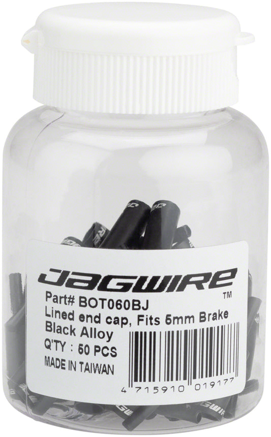 Jagwire 5mm Lined Alloy End Caps Bottle of 50 Black-Goodwynn's