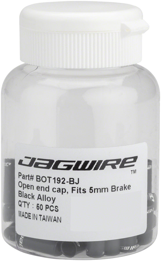 Jagwire 5mm Open Alloy End Caps Bottle of 50 Black-Goodwynn&#39;sGoodwynn&#39;s