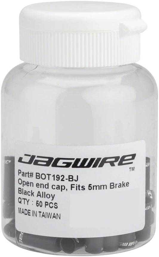 Jagwire 5mm Open Alloy End Caps Bottle of 50 Black-Goodwynn's