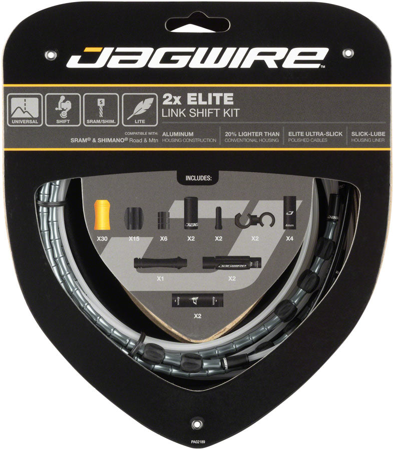 Jagwire 2x Elite Link Shift Cable Kit SRAM/Shimano Polished Ultra-Slick Cables Ltd. Gray