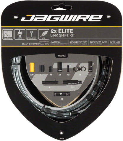 Jagwire 2x Elite Link Shift Cable Kit SRAM/Shimano Polished Ultra-Slick Cables Ltd. Gray