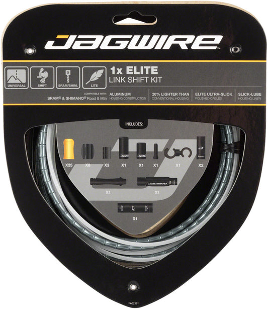 Jagwire 1x Elite Link Shift Cable Kit SRAM/Shimano Polished Ultra-Slick Cable Ltd. Gray-Goodwynn's