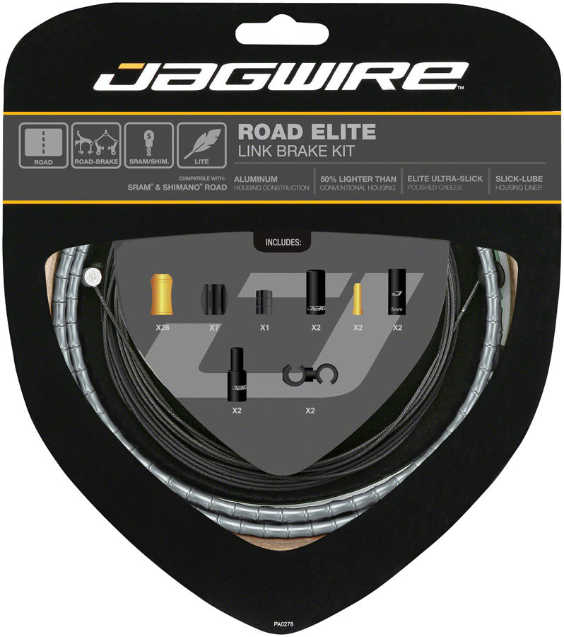 Jagwire Road Elite Link Brake Cable Kit SRAM/Shimano Ultra-Slick Uncoated Cables Ltd. Gray-Goodwynn&#39;sGoodwynn&#39;s