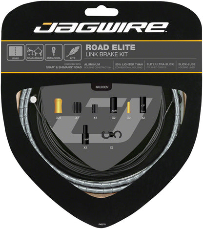 Jagwire Road Elite Link Brake Cable Kit SRAM/Shimano Ultra-Slick Uncoated Cables Ltd. Gray