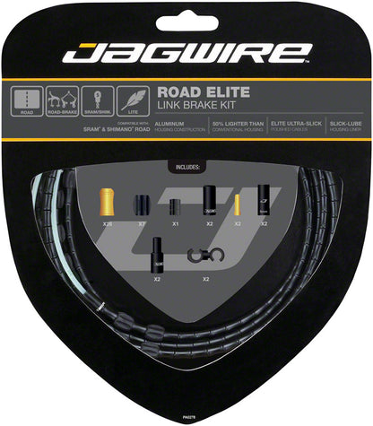 Jagwire Road Elite Link Brake Cable Kit SRAM/Shimano Ultra-Slick Uncoated Cables BLK