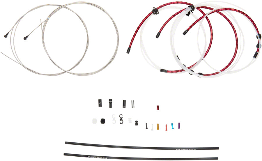 Jagwire Road Elite Link Brake Cable Kit SRAM/Shimano Ultra-Slick Uncoated Cables Red-Goodwynn&#39;sGoodwynn&#39;s