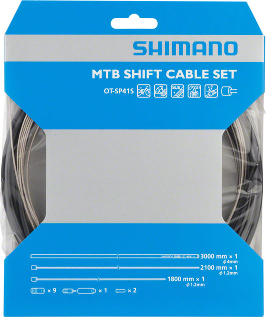 Shimano MTB Stainless Derailleur Cable and Housing Set Black-Goodwynn's