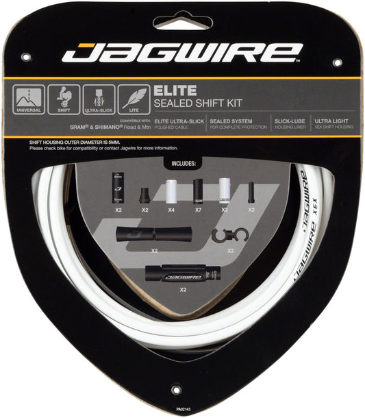 Jagwire Elite Sealed Shift Cable Kit - SRAM/Shimano Ultra-Slick Uncoated Cables White-Goodwynn's