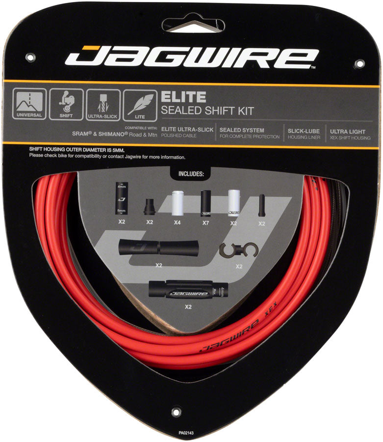 Jagwire Elite Sealed Shift Cable Kit -  SRAM/Shimano Ultra-Slick Uncoated Cables Red-Goodwynn&#39;sGoodwynn&#39;s