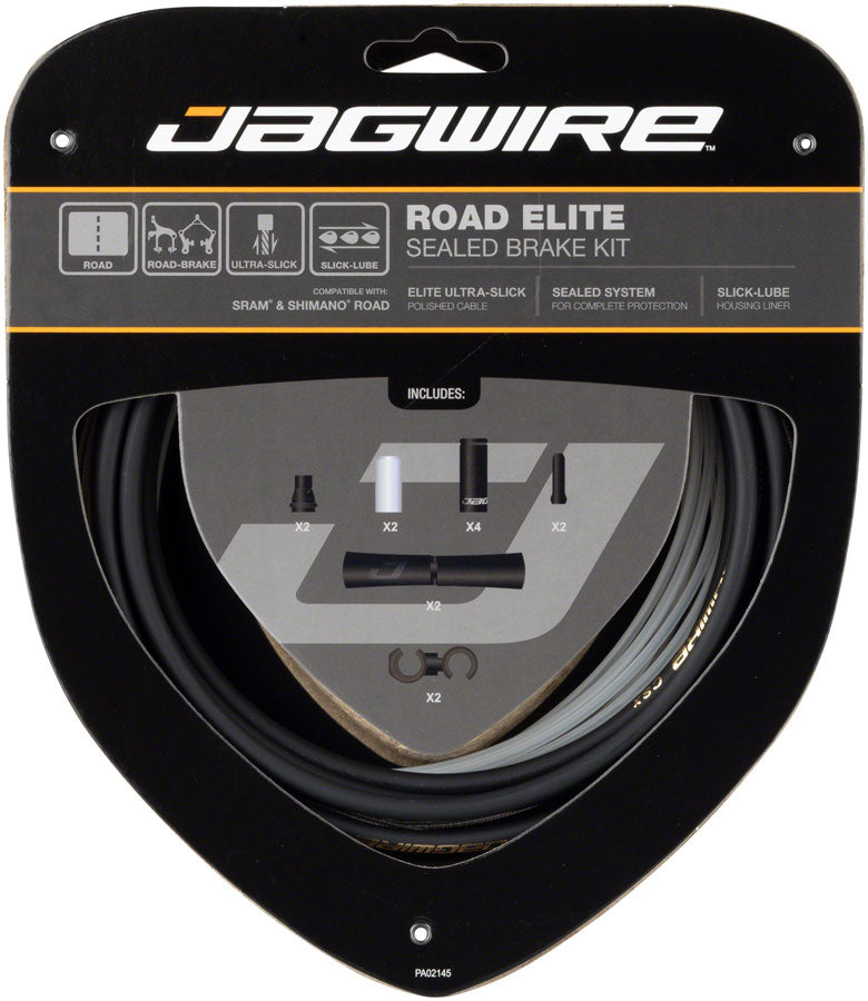 Jagwire Road Elite Sealed Brake Cable Kit - SRAM/Shimano Ultra-Slick Uncoated Cables BLK-Goodwynn&#39;sGoodwynn&#39;s