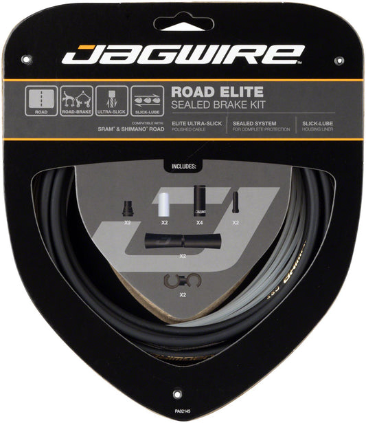 Jagwire Road Elite Sealed Brake Cable Kit - SRAM/Shimano Ultra-Slick Uncoated Cables BLK-Goodwynn's