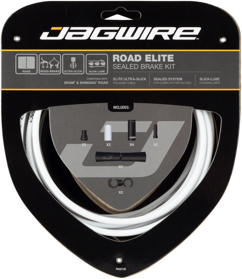 Jagwire Road Elite Sealed Brake Cable Kit - SRAM/Shimano Ultra-Slick Uncoated Cables White-Goodwynn&#39;sGoodwynn&#39;s